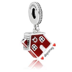 Beautiful Pandora Sterling Silver Red Cozy Christmas House Dangle Charm